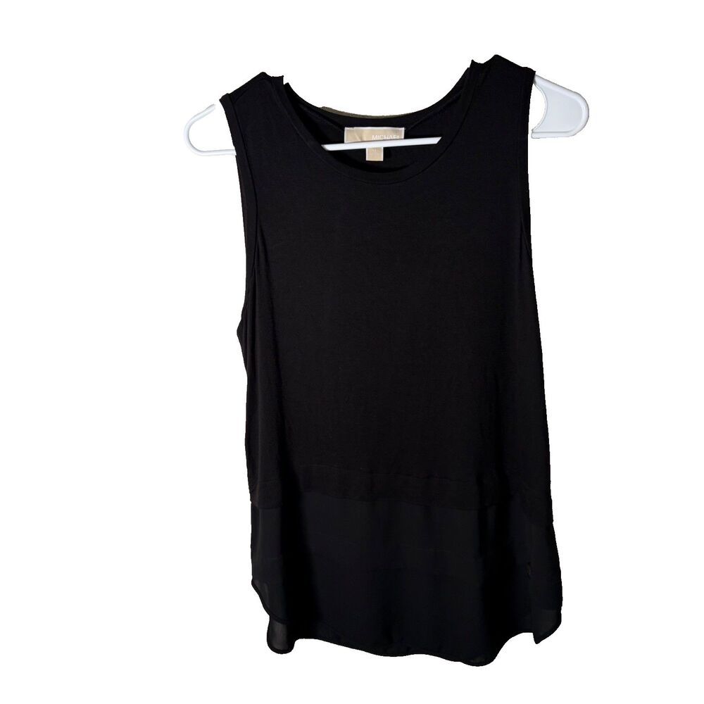 Michael Kors Tank Top Women's Medium Black Lightweight Layered Career Shirt